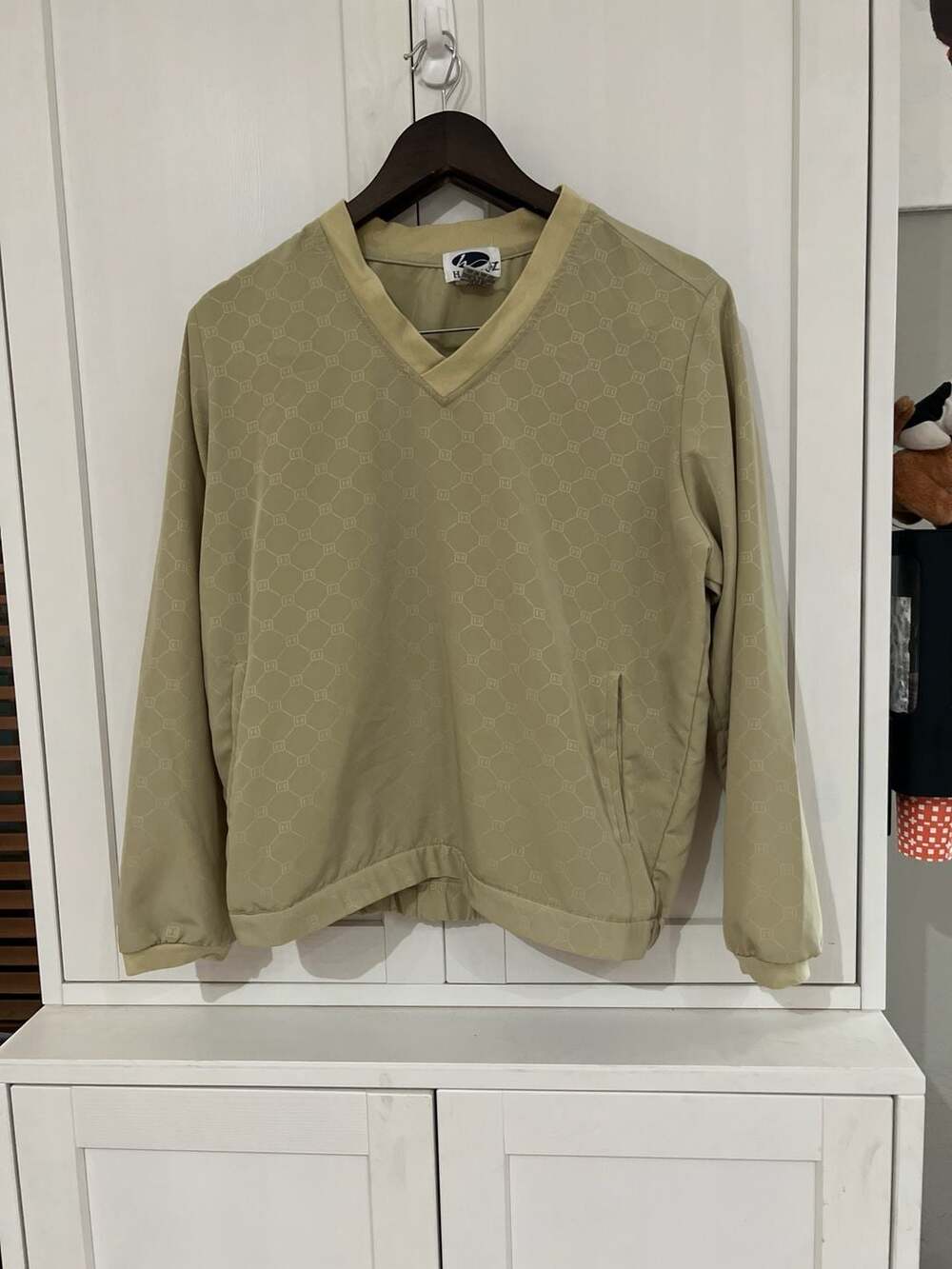 Vintage Haley Golf V-Neck Windshirt Pullover Jacket with All-Over H Logo Pattern